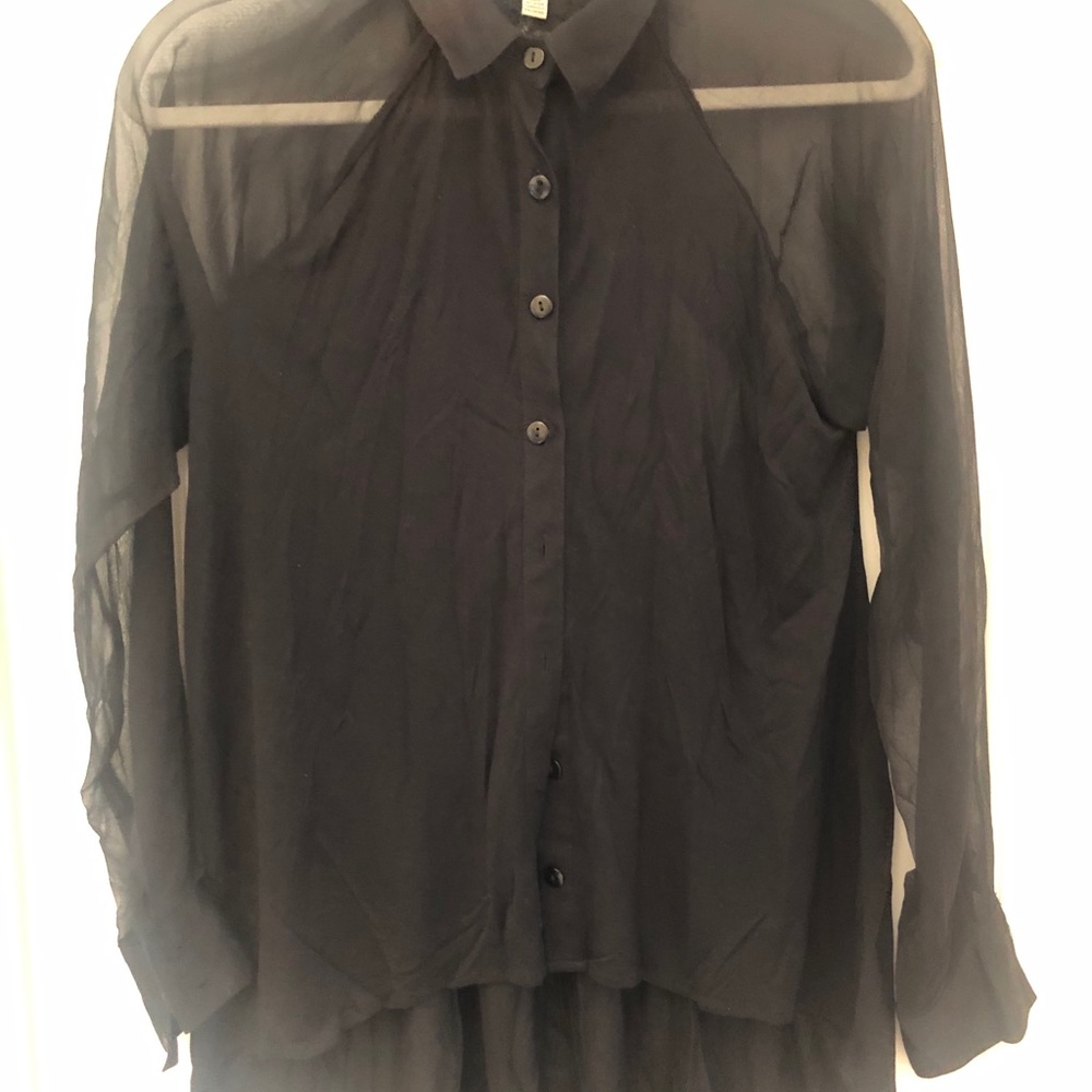 Anthropologie Bordeaux Silk Lace Sheer Dressy Top